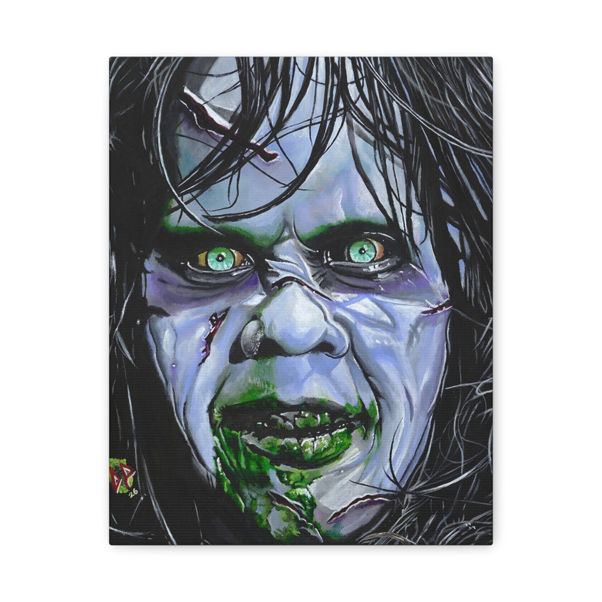 Regan Portrait Canvas — Exorcist-Inspired Haunted Face Matte Stretched Wall Art