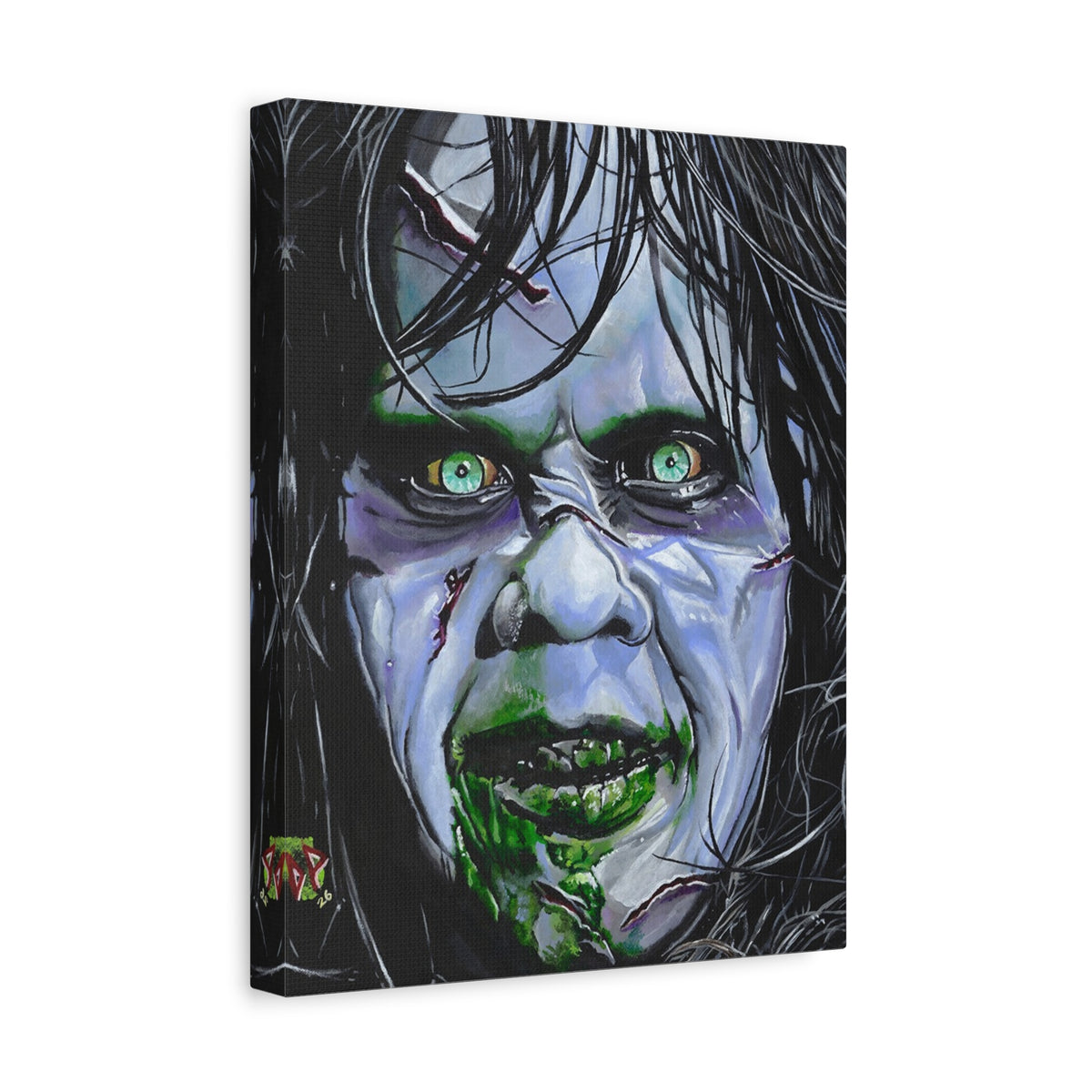 Regan Portrait Canvas — Exorcist-Inspired Haunted Face Matte Stretched Wall Art