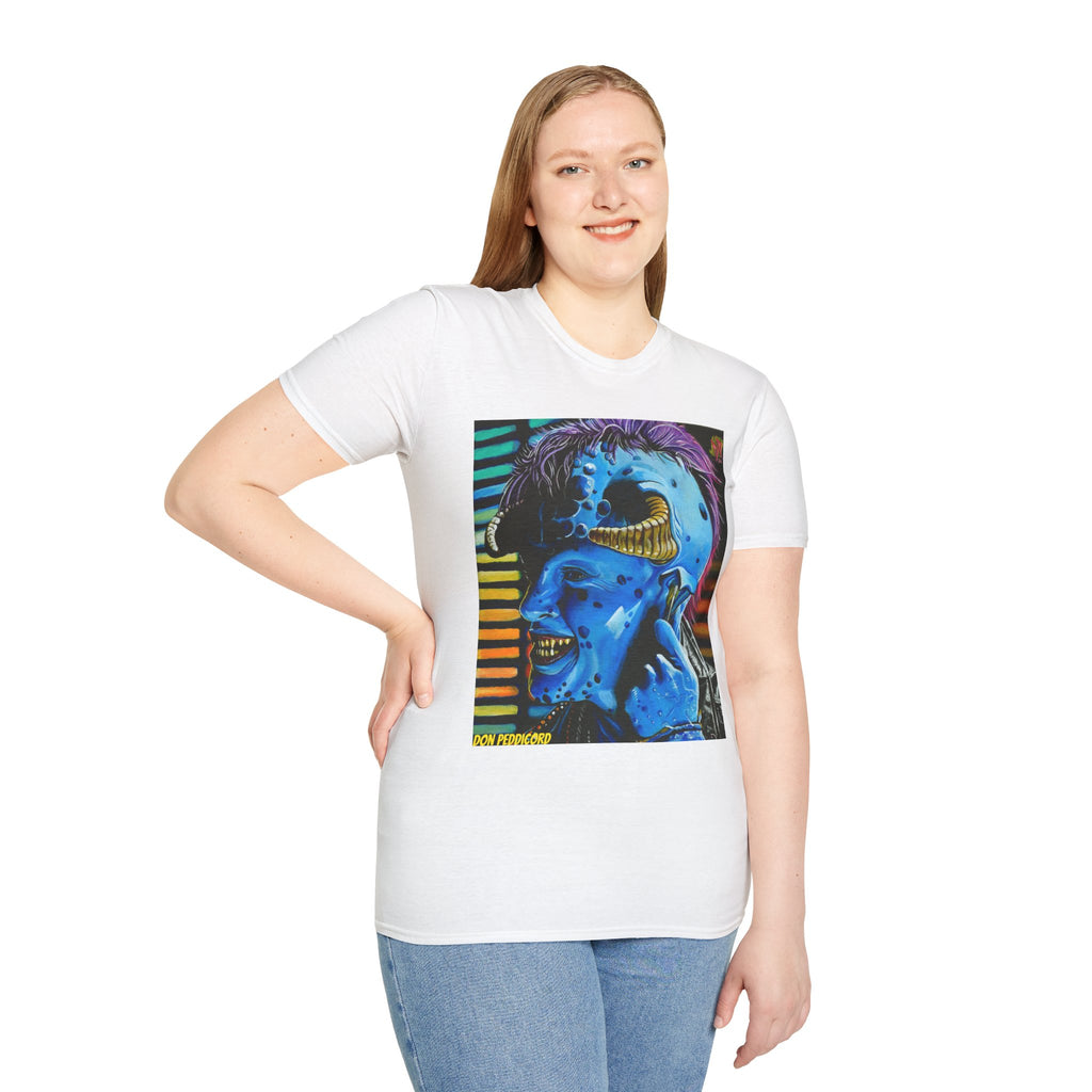 Maurice T-Shirt — Neon Blue Skull Monster Graphic Tee