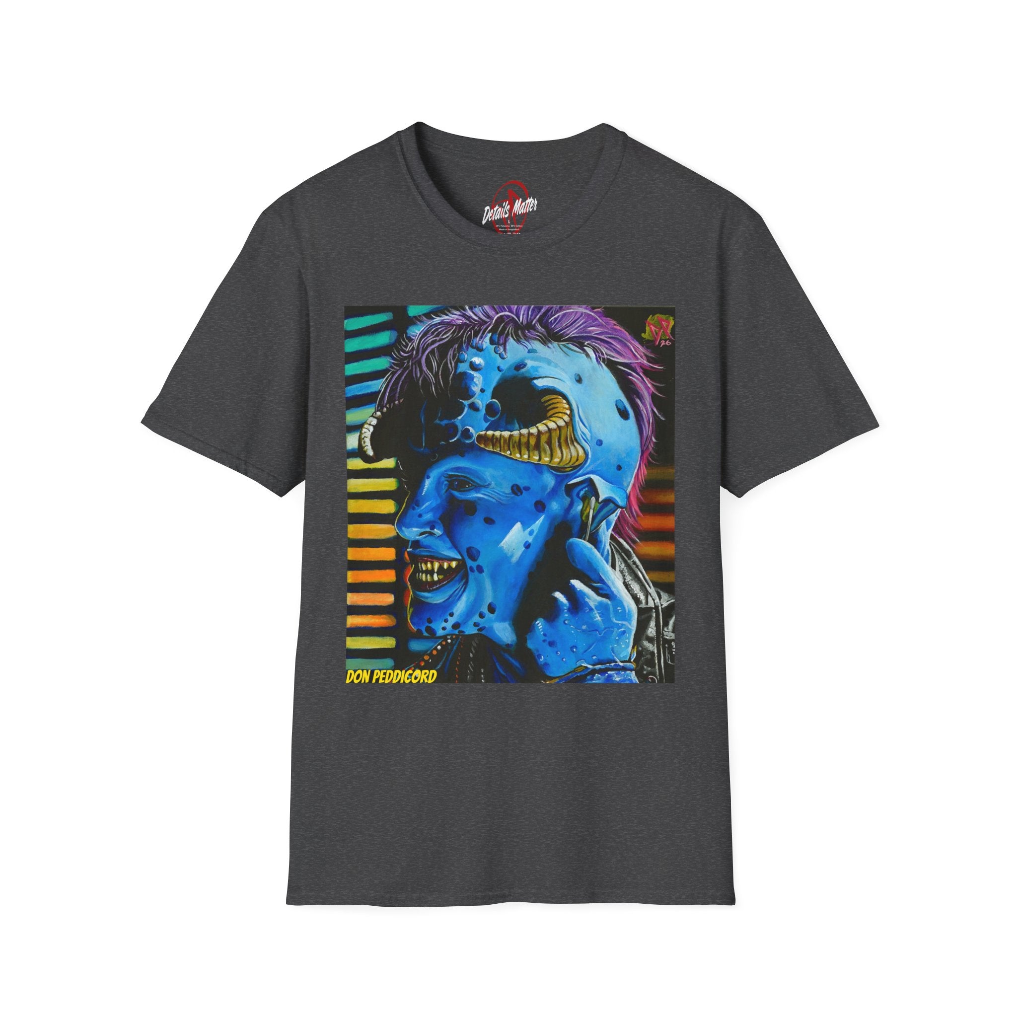 Maurice T-Shirt — Neon Blue Skull Monster Graphic Tee