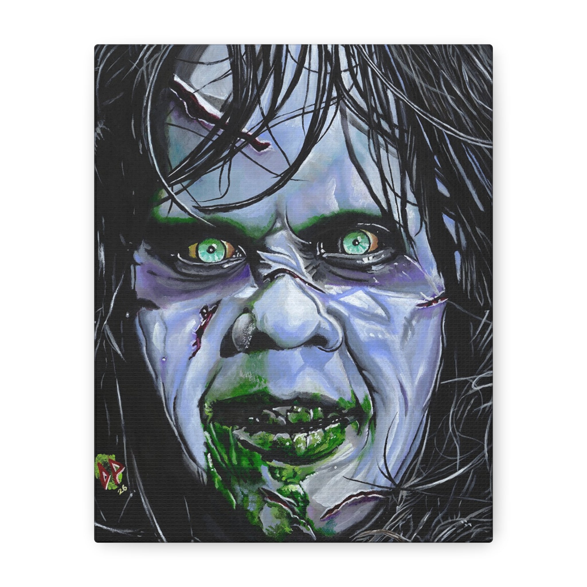 Regan Portrait Canvas — Exorcist-Inspired Haunted Face Matte Stretched Wall Art