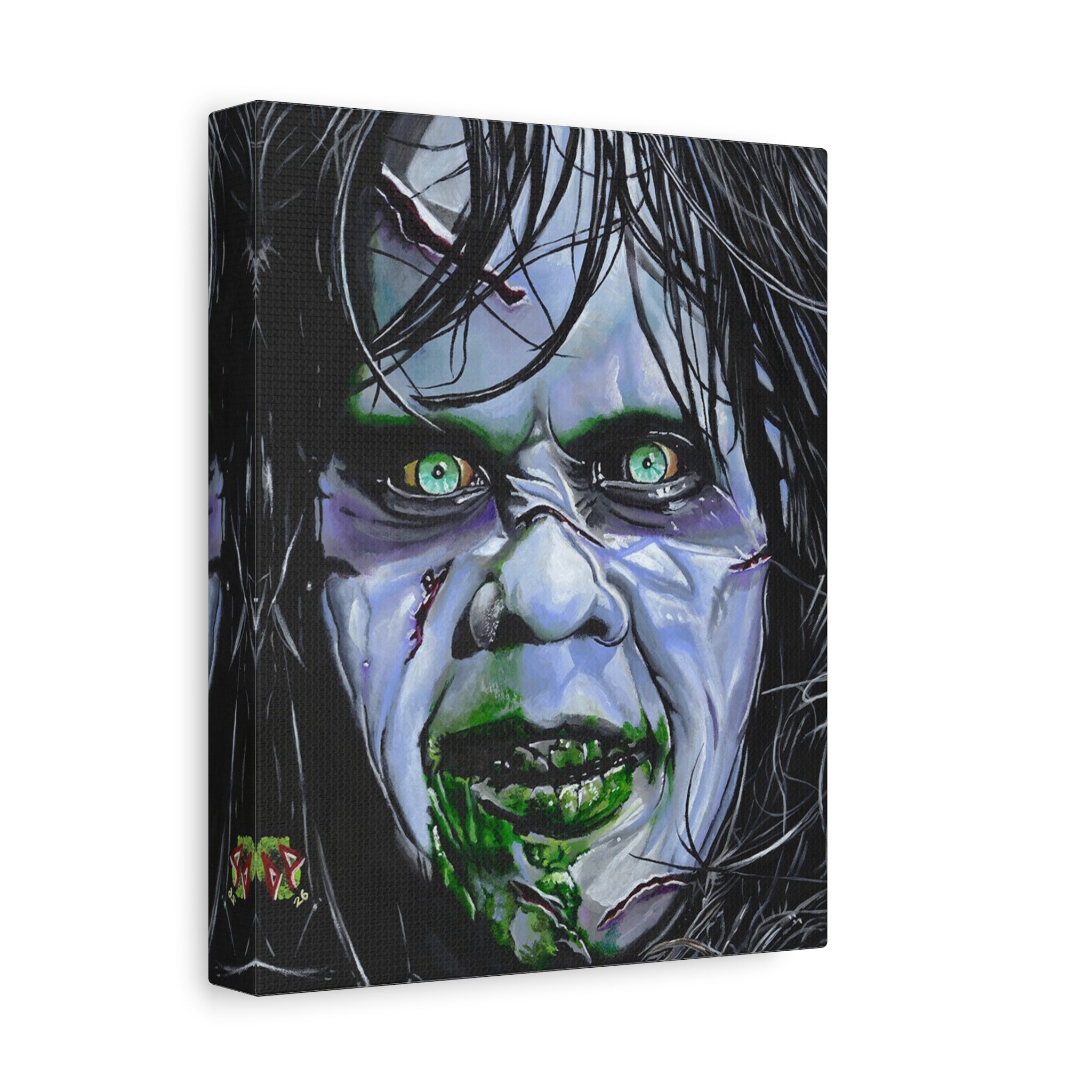 Regan Portrait Canvas — Exorcist-Inspired Haunted Face Matte Stretched Wall Art