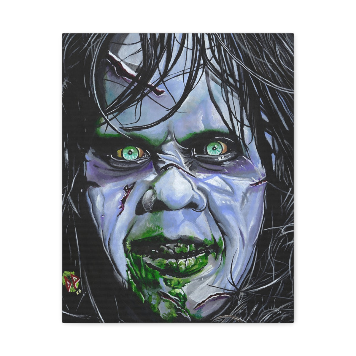 Regan Portrait Canvas — Exorcist-Inspired Haunted Face Matte Stretched Wall Art