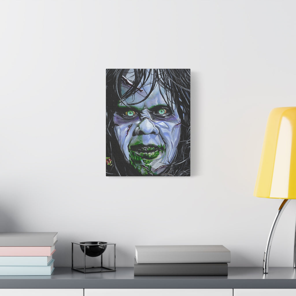Regan Portrait Canvas — Exorcist-Inspired Haunted Face Matte Stretched Wall Art