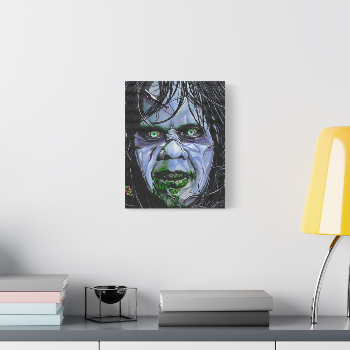 Regan Portrait Canvas — Exorcist-Inspired Haunted Face Matte Stretched Wall Art