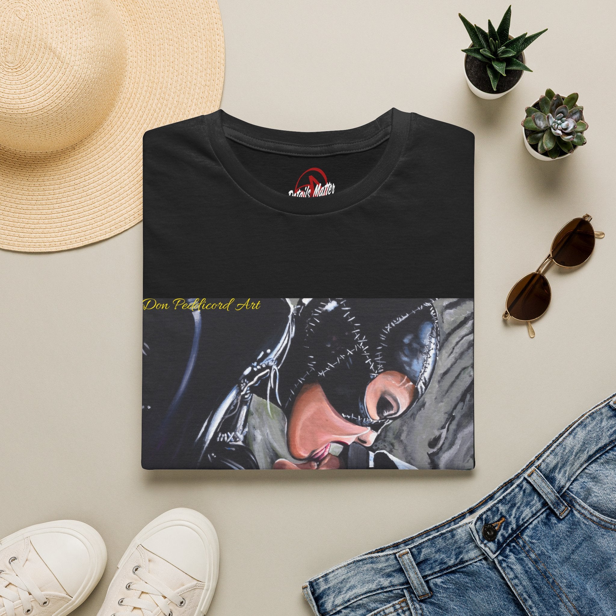 Catwoman Portrait T-Shirt — Noir Cinematic Retro Comic Tee