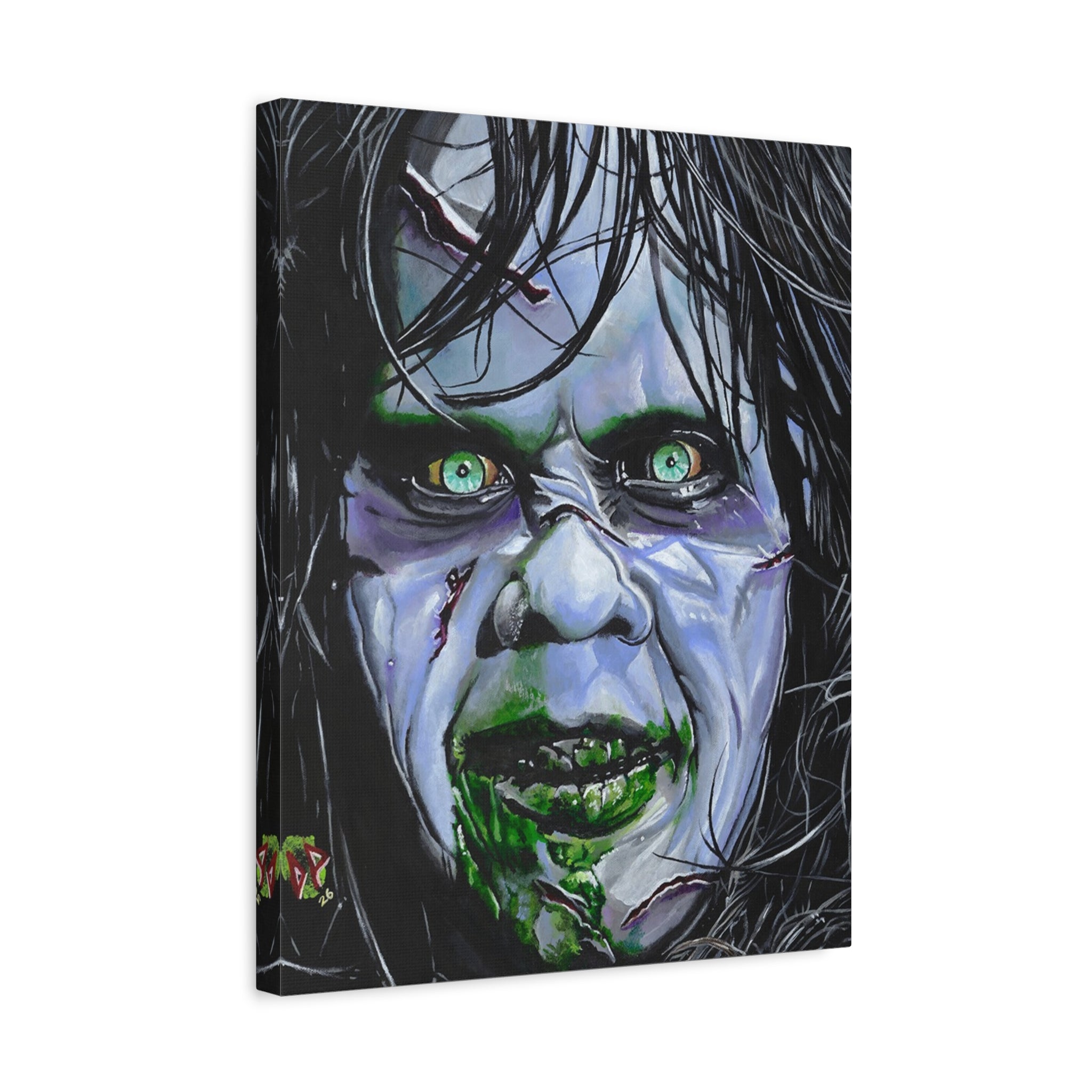 Regan Portrait Canvas — Exorcist-Inspired Haunted Face Matte Stretched Wall Art