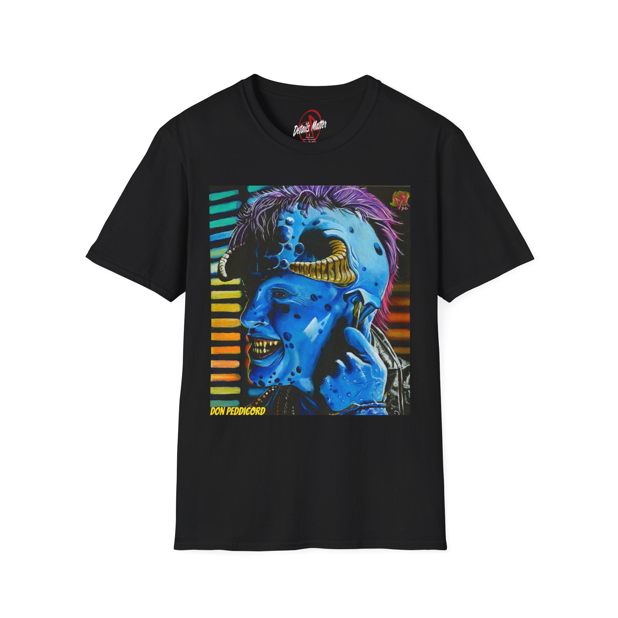 Maurice T-Shirt — Neon Blue Skull Monster Graphic Tee