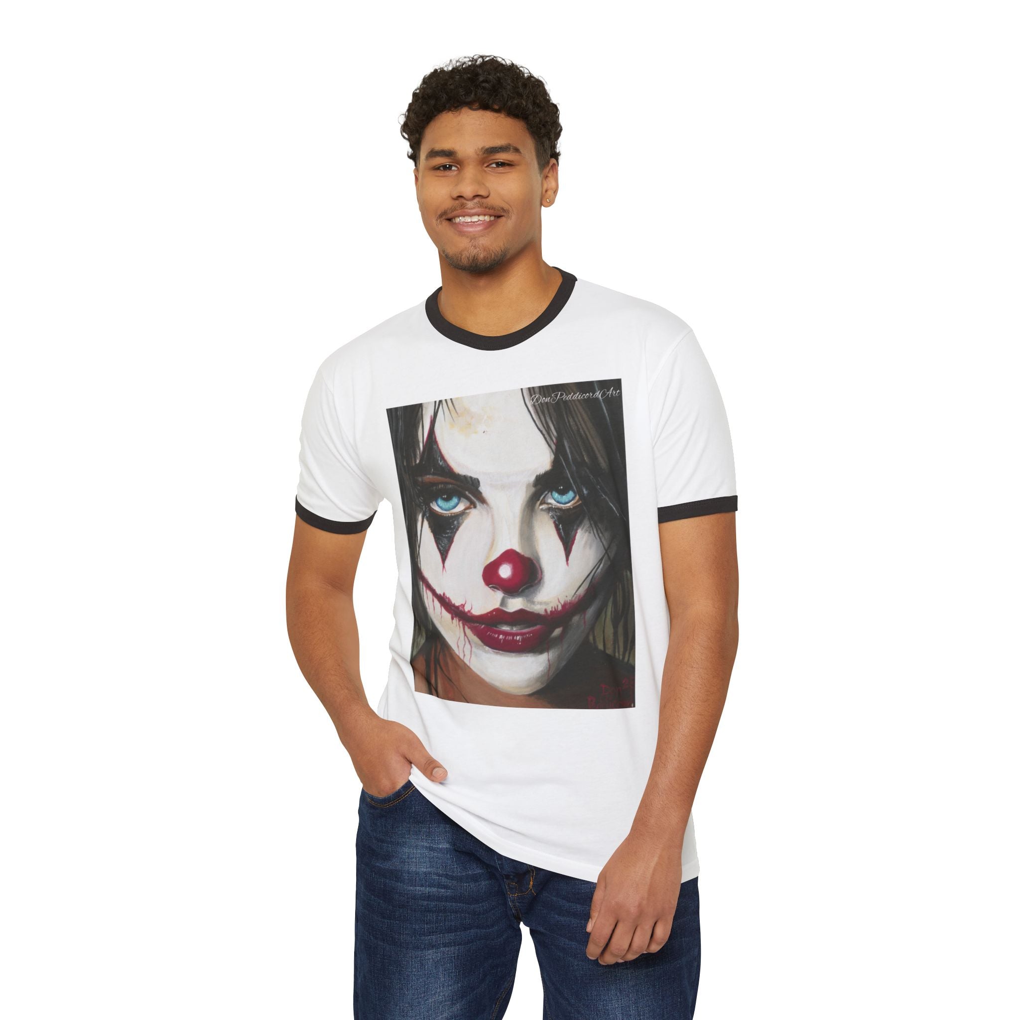 Clown Face Graphic Ringer Tee