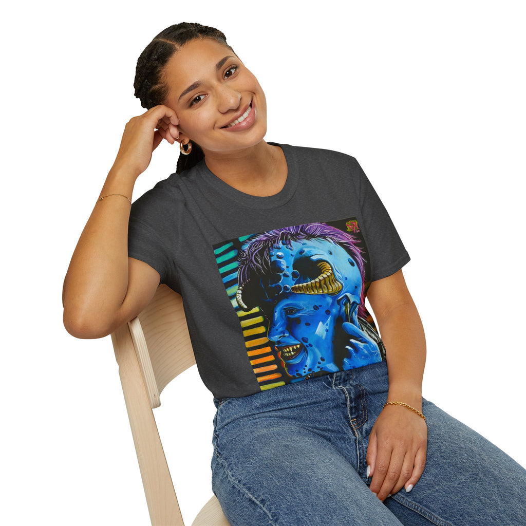 Maurice T-Shirt — Neon Blue Skull Monster Graphic Tee