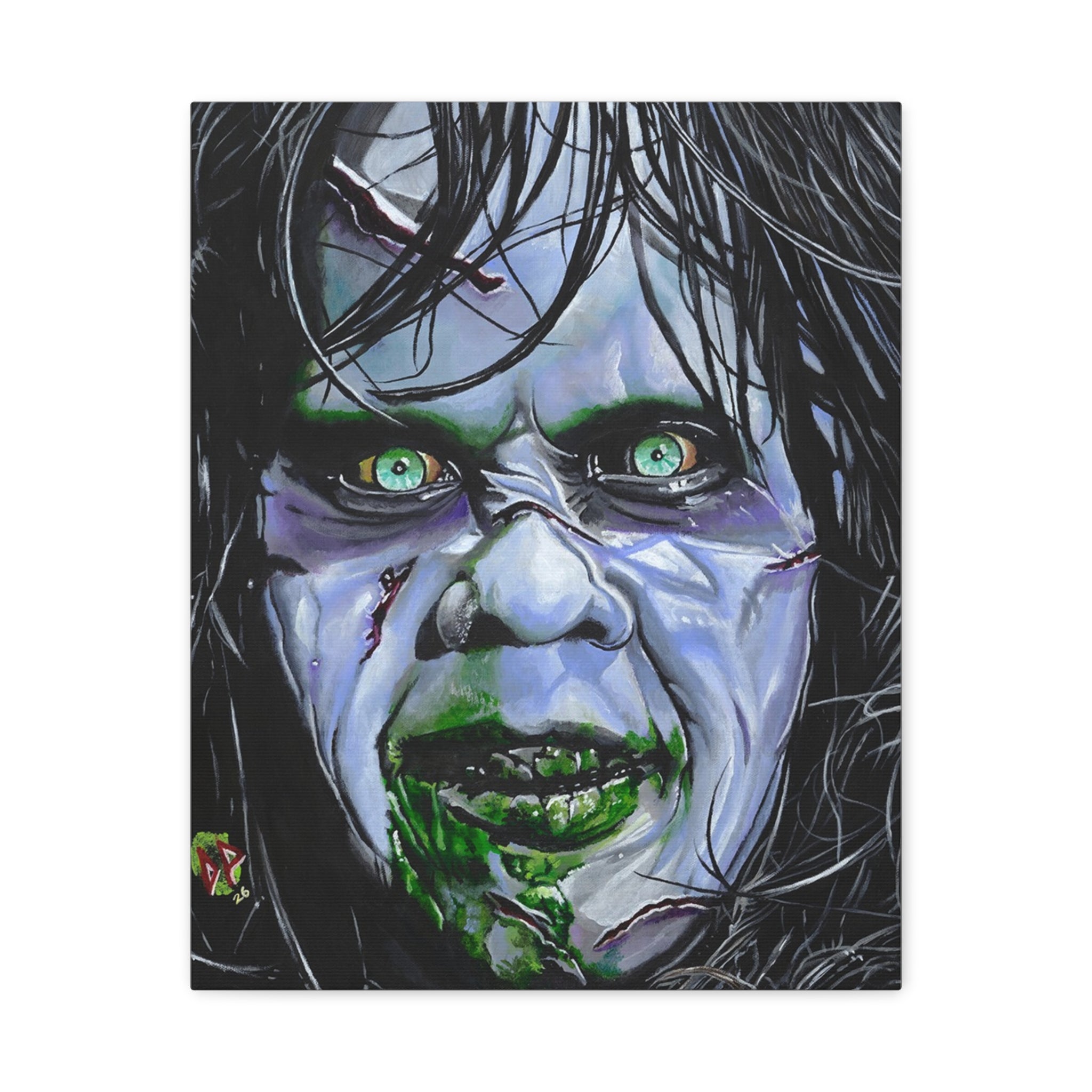 Regan Portrait Canvas — Exorcist-Inspired Haunted Face Matte Stretched Wall Art