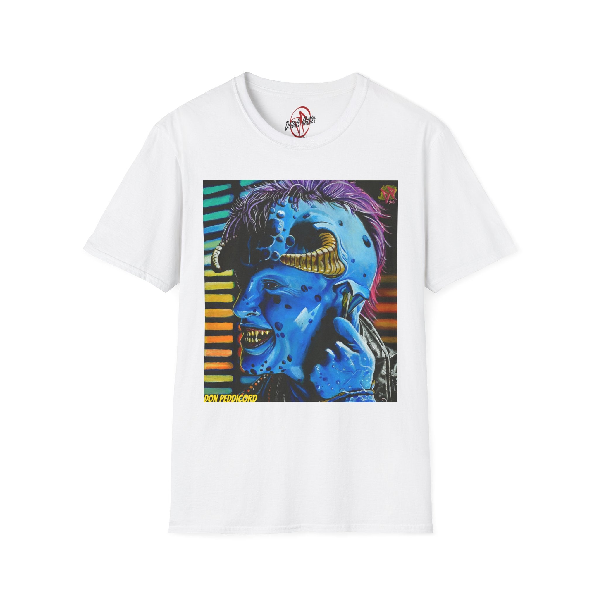 Maurice T-Shirt — Neon Blue Skull Monster Graphic Tee